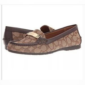 Coach Olive Signature Loafers with Gold Detail